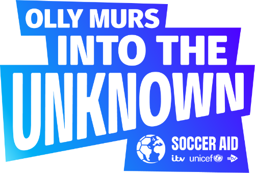 Graphic that reads 'Olly Murs into the Unknown' with the Soccer Aid for Unicef logo underneath.